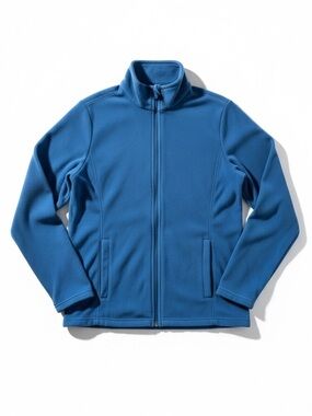 Lands End Full Zip Fleece Jacket Blue Lightweight Soft Cozy Size Medium